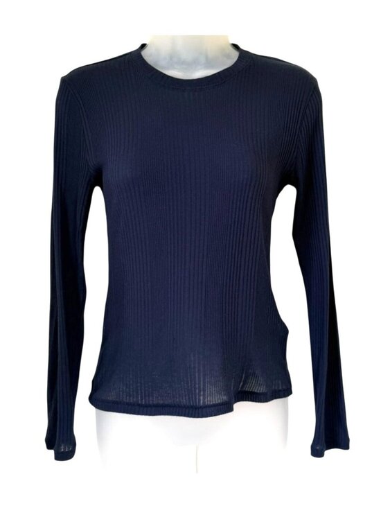 Madewell Tops - Madewell Navy Ribbed Long-Sleeve Crewneck Knit Top Women's Size M